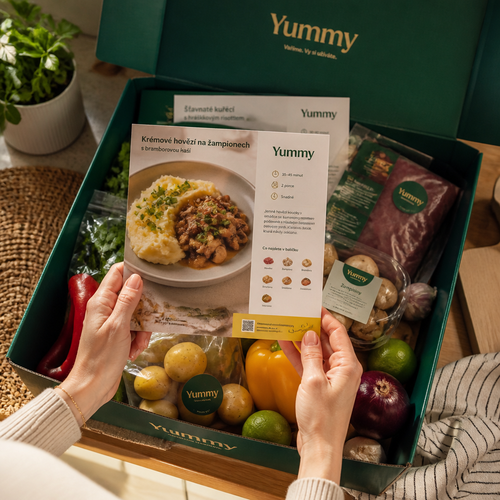 Yummy box s receptovými kartičkami a surovinami